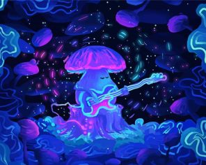 Mushroom Playing Guitar paint by numbers