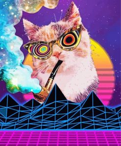 Retro Cat Smoking Pipe paint by numbers