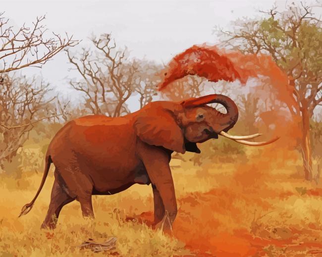 Safari Elephant Dust paint by numbers