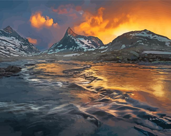 Scandinavian Mountains Paint By Numbers