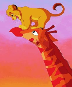 Simba With Giraffre Paint by Numbers