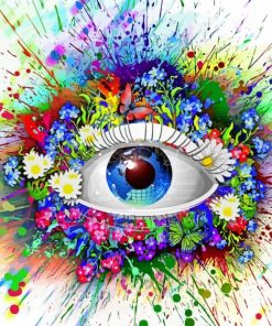 Splattered Eye Flower paint by numbers
