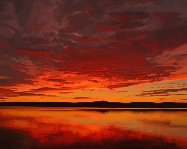 Squam Lake Sunset paint by numbers