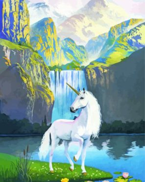 Waterfall Horse paint by numbers