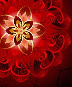 Artistic Red Flower Paint By Numbers