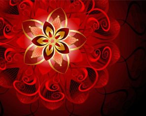 Artistic Red Flower Paint By Numbers