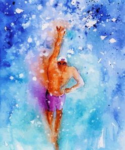 Abstract Swimming Man paint by numbers