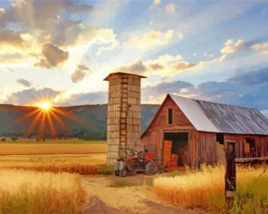 Countryside Sunset paint by numbers