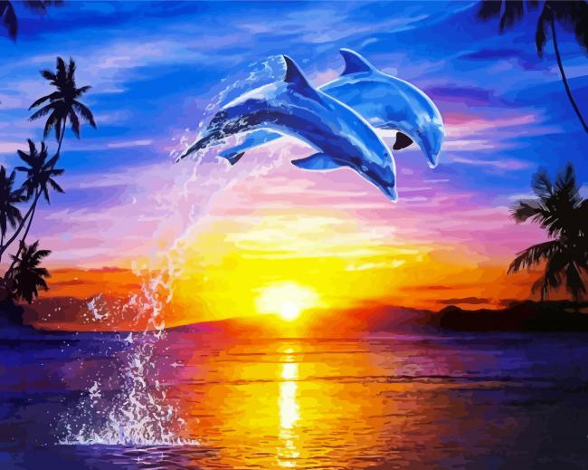 Dolphins At sunset Paint By Numbers