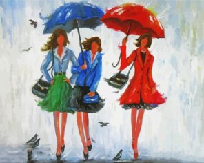 Three Women Walking paint by numbers
