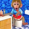 Baby Monkey On Toilet paint by numbers