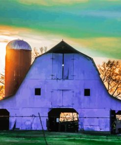 Barn With Silhouette Paint by Numbers