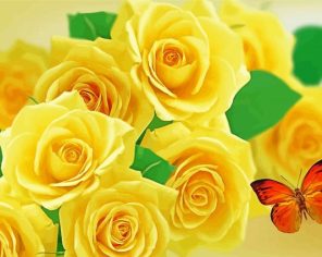 Butterfly Yellow Lilac Rose paint by numbers