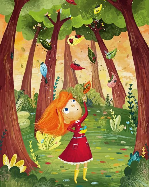 Girl Kid In Forest Paint By Numbers