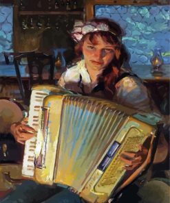 Girl Playing Accordian Paint By Numbers