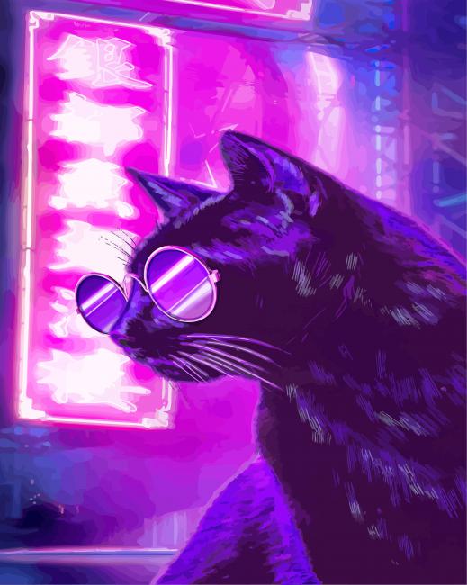 Neon Kitty Paint by Numbers