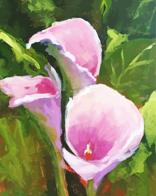 Pink Artistic Lilies paint by numbers