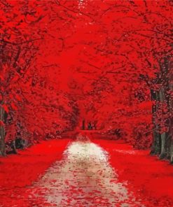 Red Trees And Road paint by numbers