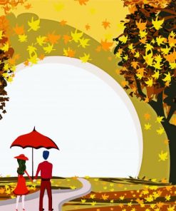 Couple Walk In Autumn Paint By Numbers