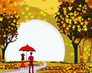 Couple Walk In Autumn Paint By Numbers