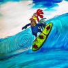 Rooster Surfing Art paint by numbers