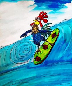 Rooster Surfing Art paint by numbers