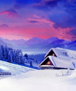 Sunset Landscape Snow paint by numbers