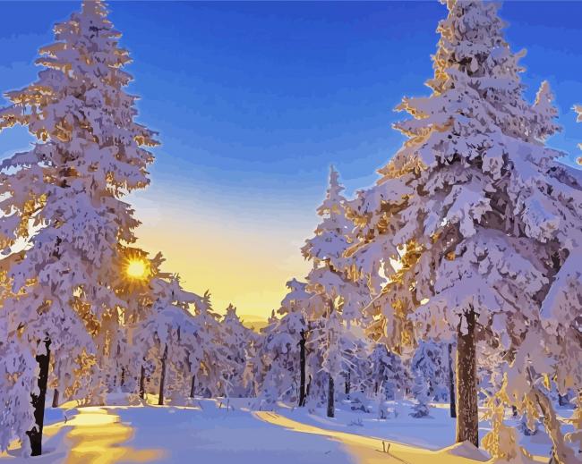 Snow Scene Paint by Numbers