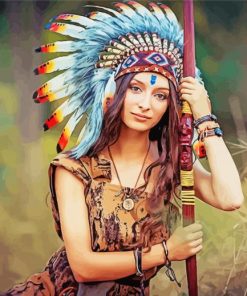 Women Native American With Feathers paint by numbers