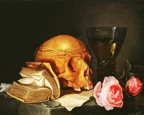 Roses With A Book And Skull paint by numbers
