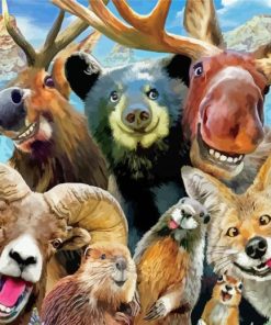 Animals Smiling Selfie paint by numbers
