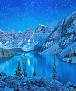 Banff Park Night Lake Paint By Numbers
