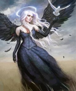 Black Angel And Bird paint by numbers