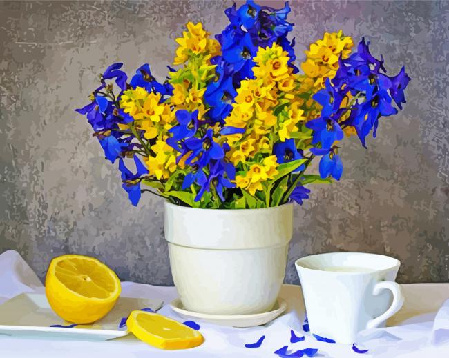 Blue And Yellow Flowers paint by numbers