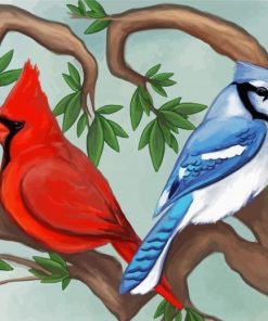 Cardinal And Blue Jay paint by numbers