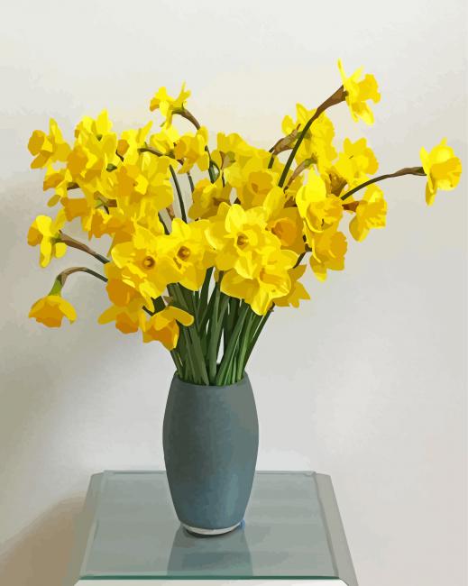 Daffodils In Vase Paint By Numbers
