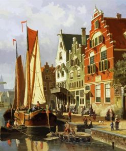 Dutch Bargerv In Canal Paint By Numbers