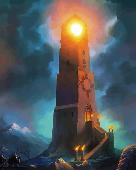 Fantasy Medieval Lighthouse paint by numbers