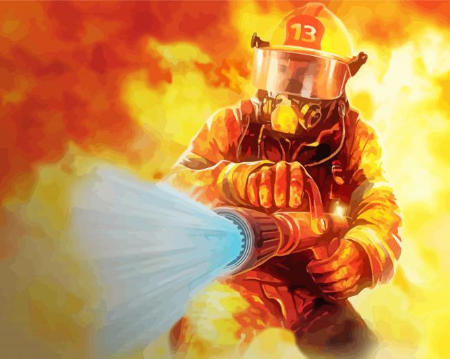 Fire Fighter Man paint by numbers