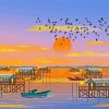 Fishing Village Sunset paint by numbers