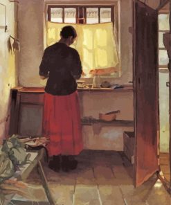 Girl Washing Dishes paint by numbers