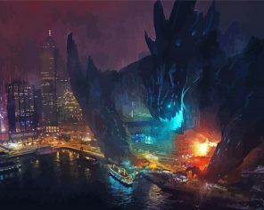 Kaiju Monster In City Paint By Numbers