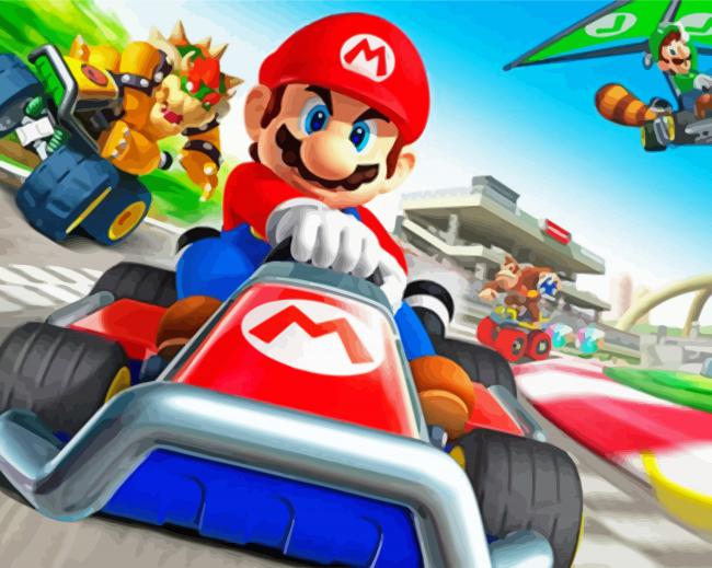 Mario Kart Video Game paint by numbers