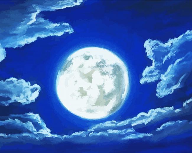 Moon And Clouds Art paint by numbers