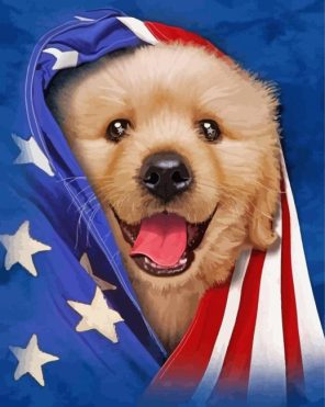 Patriotic Dog Paint By Numbers