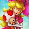Princess Peach Hugging Toad paint by numbers