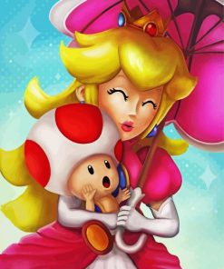 Princess Peach Hugging Toad paint by numbers