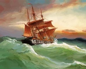 Sailing Ship In Strom Paint By Numbers