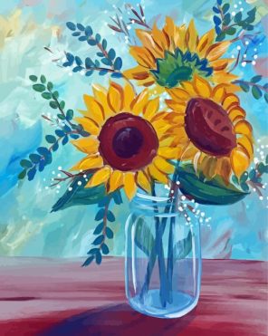 Sunflowers In Jar paint by numbers
