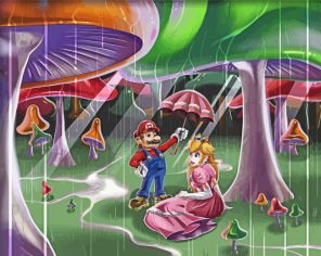 Princess Peach And Mario paint by numbers